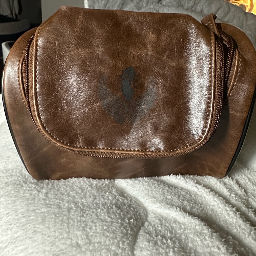 Avon Brown Leather Toiletry Bag